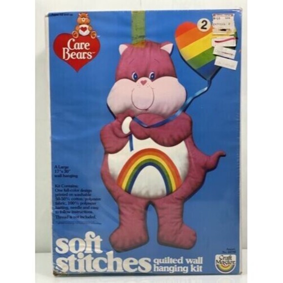 Vintage 1980s Care Bears Cheer Bear Quilted Wall Hanging Handmade from Kit - Picture 11 of 11